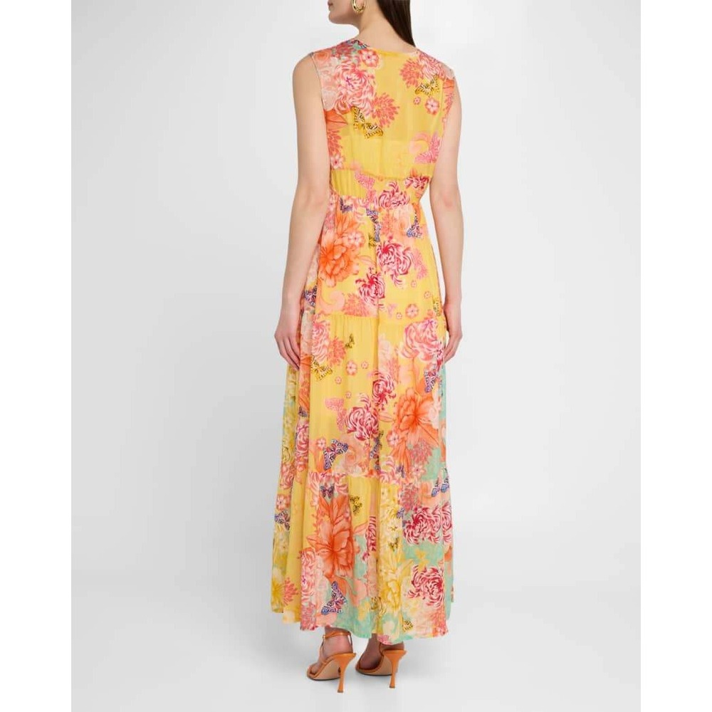 Johnny Was Maje Sleeveless Tiered Floral-Print Maxi Dress Small NEW Butterfly - Picture 2 of 12